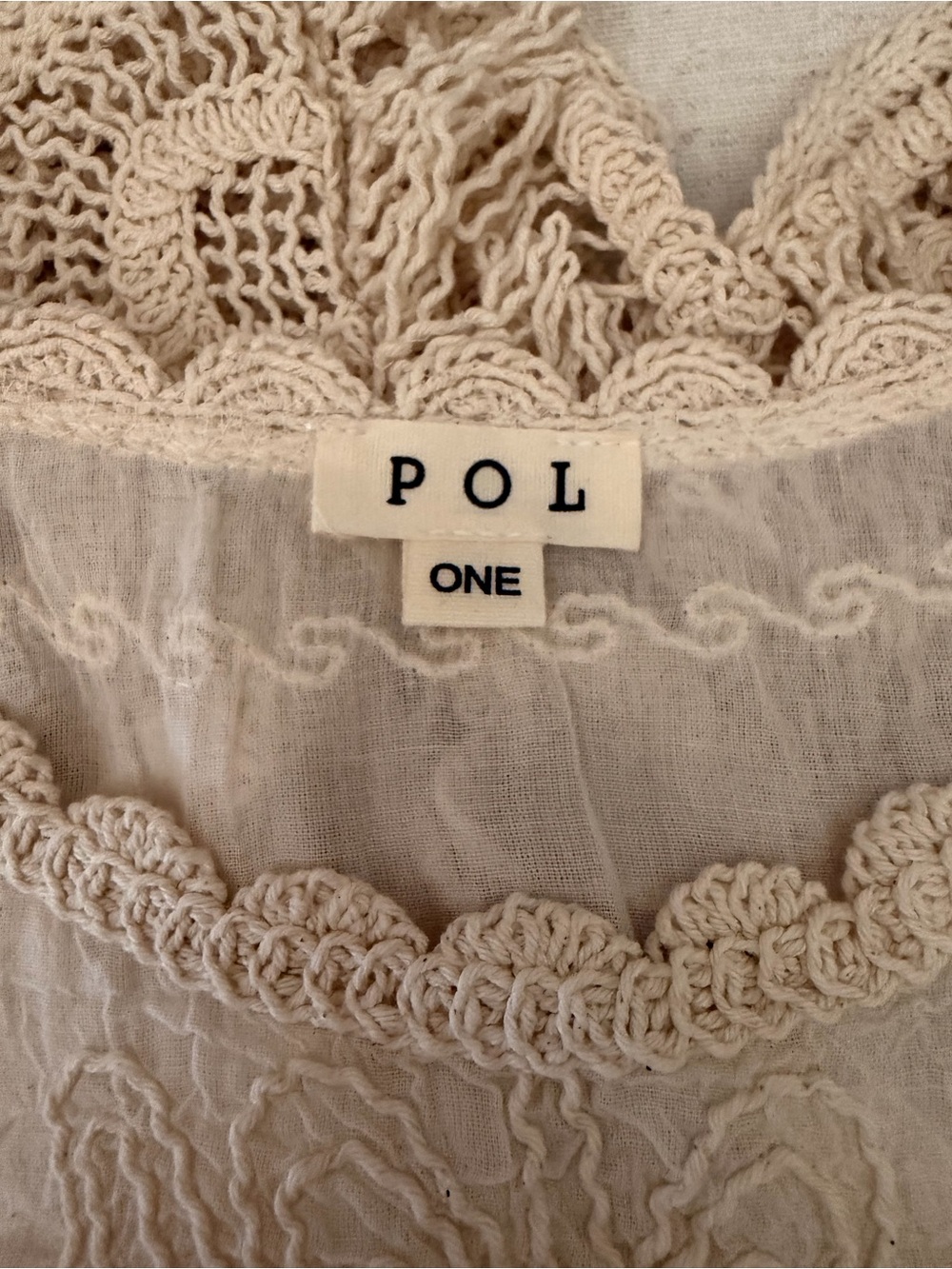 POL Cream Crochet Lace Peasant Blouse - Picture 5 of 6